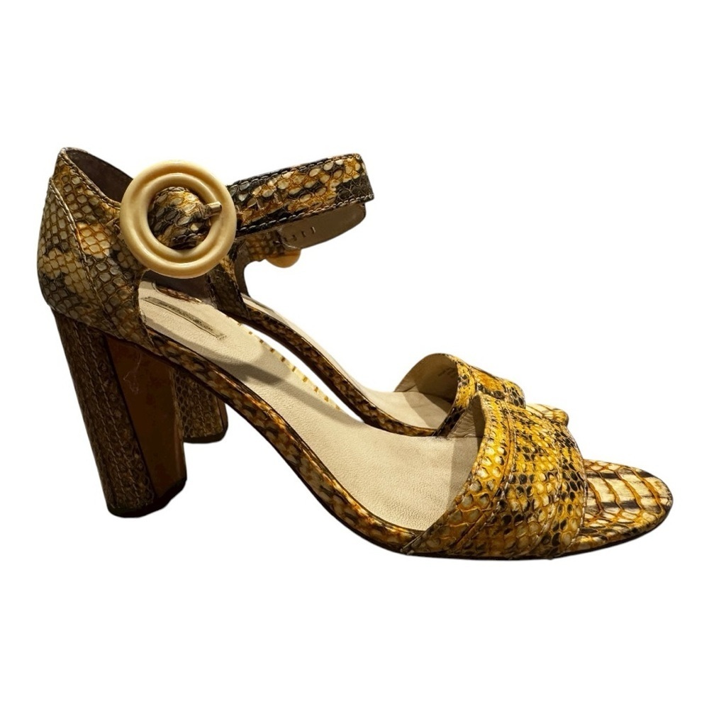 🐍 MAXSTUDIO Genuine Snakeskin Block Heel Sandals – Size 8M - Picture 3 of 6